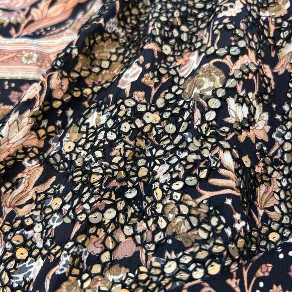 Calypso St. Barth Silk Sequin Embroidered Maxi Dress Long Brown Small Boho - Picture 8 of 13